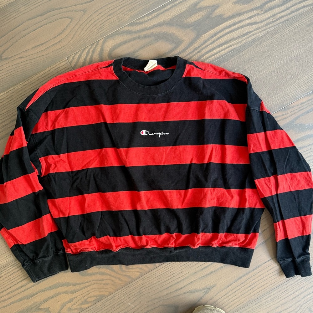 Red and Black Striped Champion long sleeve